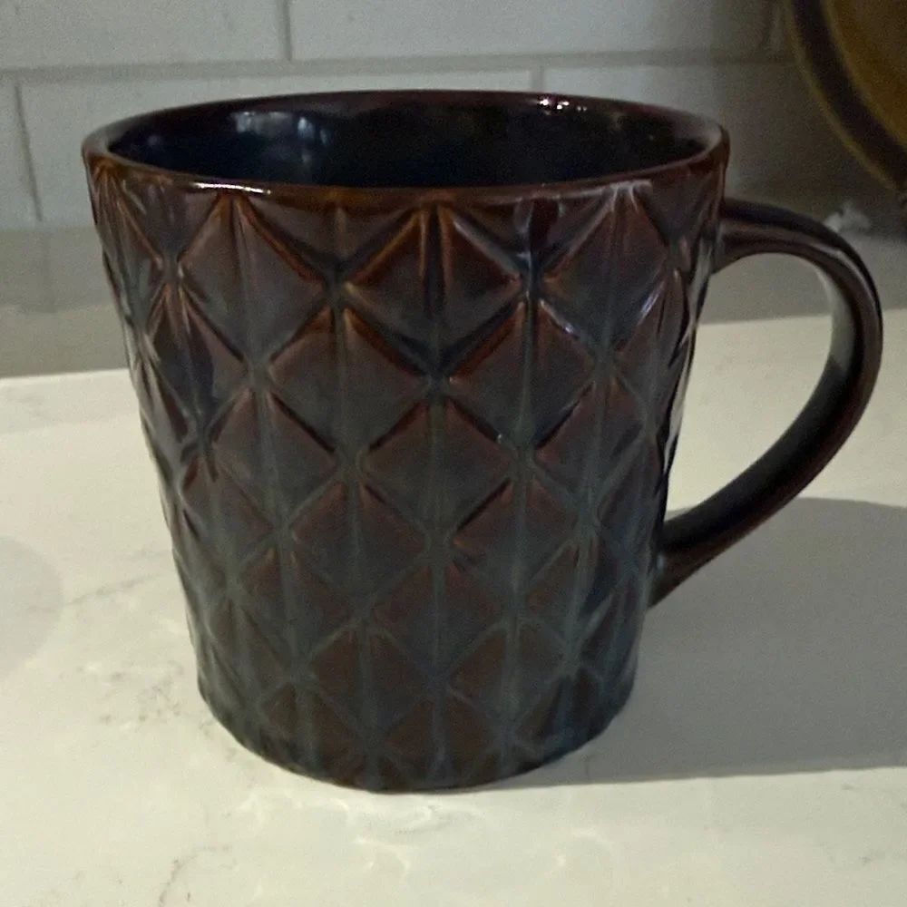 Starbucks Brown Blue Textured porcelain Coffee Mug. 2009